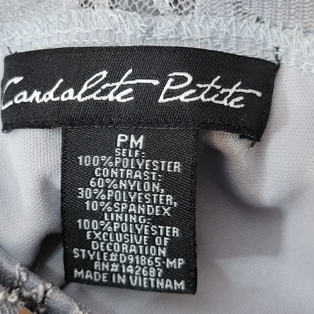 Candalite Petite Long Grey, Formal Dress Polyester, Nylon, Spandex Size PM